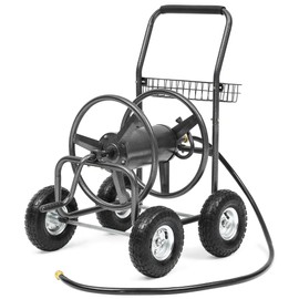 Autodaya Garden Water Hose Reel Cart - 250 ft. Capacity, 10" Pneumatic Tires, Powder-Coated Steel Frame for Hassle-Free Garden Hose Storage