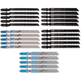 Deepa Jigsaw Replacement Blades, Bosch Type, External Product, Set of 25 Blades, For Makita Hitachi, Ryobi, Bosch, Etc., Electric Saw, Wood, Aluminum, New Construction Material, Woodworking, High Speed Cutting, Straight and Curved