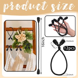 Shappy 12 Pieces Christmas Garland Ties for Banister Christmas Decorative Reusable Flexible Twist Ties for Garland Staircase Home Decoration Holiday Craft Wrapping (Black)