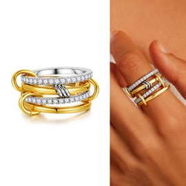 TINGN Stackable Rings Women's 14k Gold-Plated Waterproof Golden Rings Set Statement Thumb Ring Finger Ring Hypoallergenic for Women Men