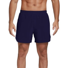 EZRUN - Pantalones cortos deportivos de 5 pulgadas, secado rápido, transpirables, con bolsillos traseros con cierre, color azul marino