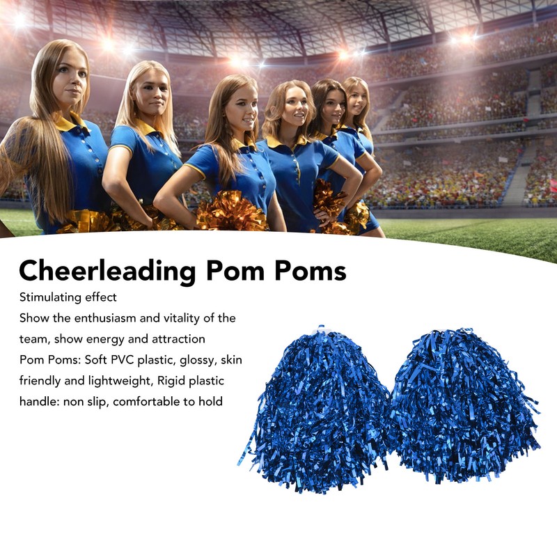 2PCS Cheerleading Pom Poms with Hard Handle Handheld Party Shakers