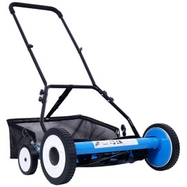 TREATLIFE HOME 20-Inch 5-Blade Push Reel Lawn Mower with Grass Catcher, Adjustable Height, Blue