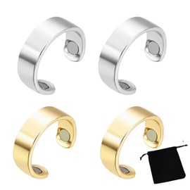 COZERI Lymphatic Drainage Ring, Pack of 4 Adjustable Magnetic Rings for Men and Women, Therapeutic Magnetic Ring Made of Copper, Magnetic Lymphatic Detoxification Rings, Copper, Not applicable