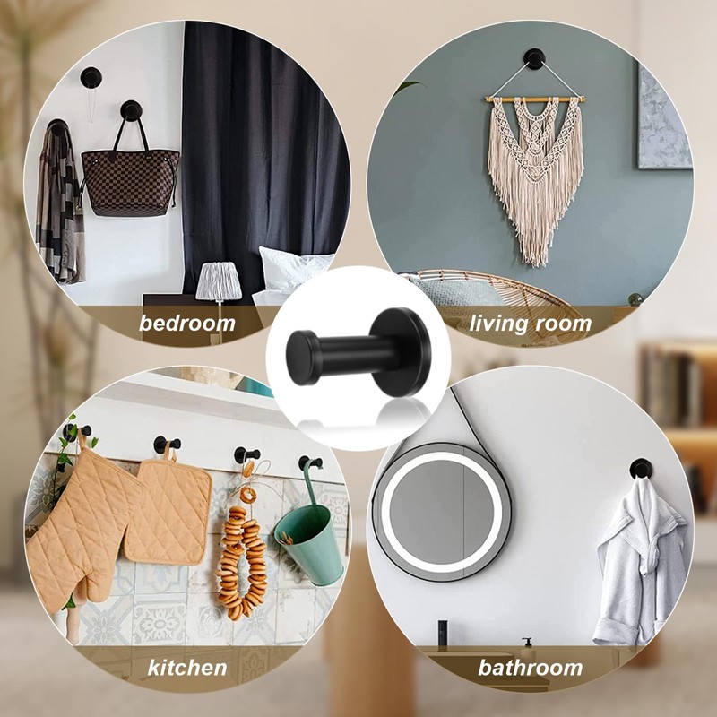 0XBIT Black Towel Hook, 4 Pieces Black Hook, Black 53