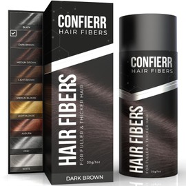 CONFIERR Keratin Hair Fibers for Men & Women - Fill In Fine or Thinning Hair, Instantly Thicker, Fuller Looking Hair (Dark Brown 30g)