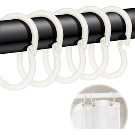 Pack of 50 Shower Curtain Rings, Rings for Shower Curtain in C Shape, for Shower Curtain Rods and Shower Curtain Angle Rods, White (5.2 cm x 7.6 cm)