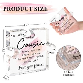 LukieJac Cousin Gifts for Women Best Cousin Ever Gifts Cousin Birthday Gifts for New Cousin Sister Thanksgiving Christmas Mothers Day Valentines Day Gifts Paperweight for Cousin Female Keepsake