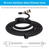 HIbbent 90'' All Metal Shower Hose, Extra Long Stainless Steel