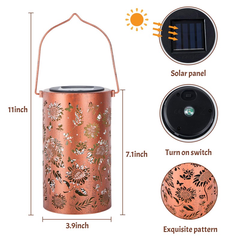 Deco&Dot Solar Lanterns Outdoor, Waterproof Hanging Solar Lantern Garden Decor,