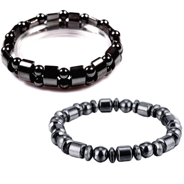 VIKI LYNN 2 pcs Hematite Bracelet Hematite Metal Magnetic Therapy Bracelets for Arthritis Pain Relief and Sports Related