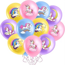 24Pcs/Pack Unicorn Latex Balloons Unicorn Birthday Party Decorations Purple Pink Blue Confetti Balloons Supplies for Unicorn Theme Birthday Wedding Party Balloons Decoration