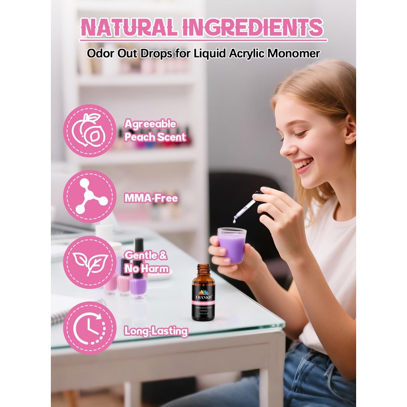 EBANKU Monomer Drops Cherry Scent 30ml Monomer Odor Neutralizer, Odor
