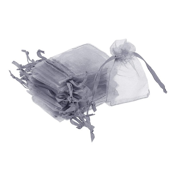 MECCANIXITY 100pcs Organza Bags 2x3 Inch Drawstring Favor Pouches Sheer