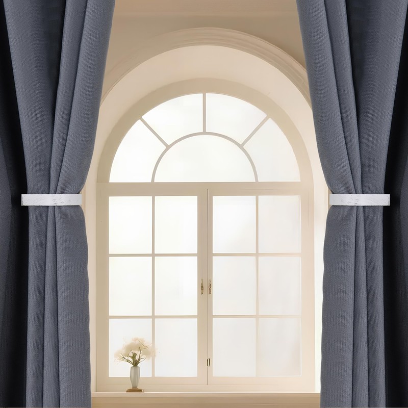 Mayrhyme White Wood Grain Curtain Holdbacks,Solid Aluminum Wall Mounted Curtain