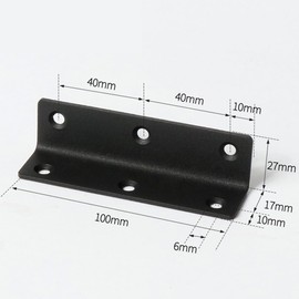 FEEIMOL Pack of 6 Angle Connectors Stainless Steel Angle Connectors 90 Degree L Shape Brackets Heavy Duty Angle Hole Angle Wood Connector Brackets for Wooden Furniture Table Chair Black 27 x 100 mm