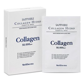 WELLDERMA Sapphire Collagen Hydro Essential Mask 10 Sheets Skin Brightening, Soothing Calming, Remove dark spots, Hyaluronic Acid, Reduce Redness