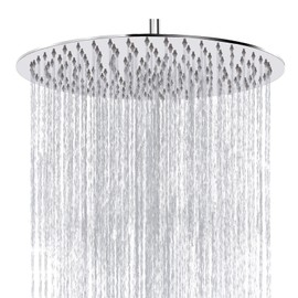 Rain Shower Head, Katezon High Flow Rainfall Showerhead Stainless Steel, Bathroom Waterfall Shower Universal Wall Ceiling Mount (12'', Chrome)