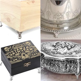 Olldag 24 PCS Antique Brass Box Legs Feet for Wood Case Jewelry Chest Storage Corner, Protector Zinc Alloy for Embossing Wooden Case Decor Cases, Cabinets (Chrome)