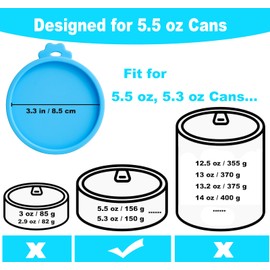 COMTIM Cat Food Can Covers Lids for 5.5 oz Cans, 2 Pack Silicone Cat Food Can Lids for 5.5 oz 5.3 oz Cans...Pet Food Can Covers Reusable Can Toppers Savers for Wet Food