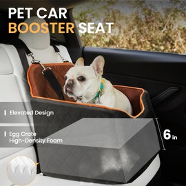 Dog Car Seat for Small Dog with Washable Mat, Memory Foam Booster Seat for Dogs Under 30lb, Elevated Pet Seat with Pockets, Anti-Slip Bed for Car, Perfect for Front & Back Seats with Safety Leash