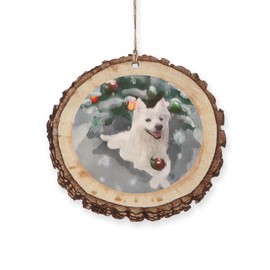 CafePress American Eskimo Dog Christmas Rustic Wood Ornament, 2.75"x2.5"