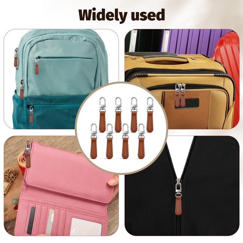 6 PCS Leather Zipper Pull, Detachable Leather Zipper Handle Replacement