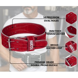 Harcos Genuine Leather Unbreakble, non tearable Gym Belt for Men & Women Workout Deadlift Belt for Gym Suede Powerlifting Weight Lifting for Heavy Workout gym belt | Professional Heavy Weight Lifting Original Leather (Maroon, Medium)