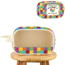 AKTAP Autism Awareness Clear Makeup Bag Puzzle Piece Toiletry Bag Autism Support Gifts Autistic Mom Teacher Thank You Gift (MB, Autism C Makeup Bag-HT)