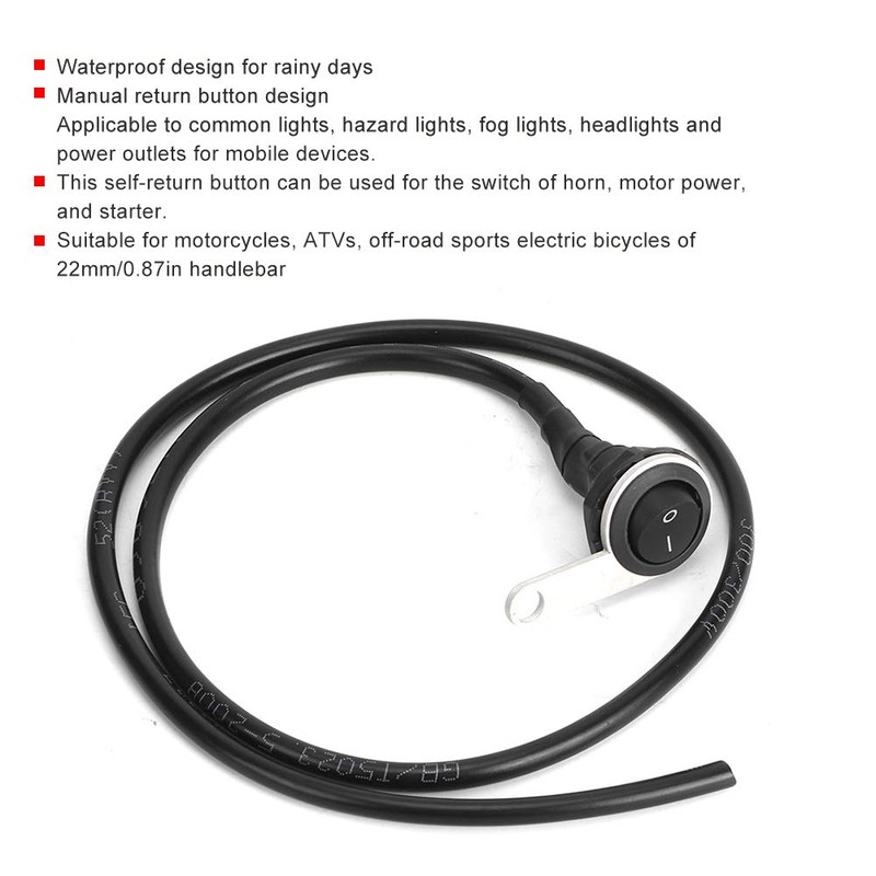 Motorcycle Handlebar Switch, Akozon 22 mm Waterproof Spotlight Handlebar Light