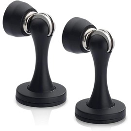 KOLAKO KOLAKO Door Stopper, Magnetic Door Stops, Brushed Satin Nickel, 2 Pack Wall Floor Mounted Black Magnetic Door Catch Holder, Stainless Steel Soft-Catch Doorstop Without Adhesive Tape