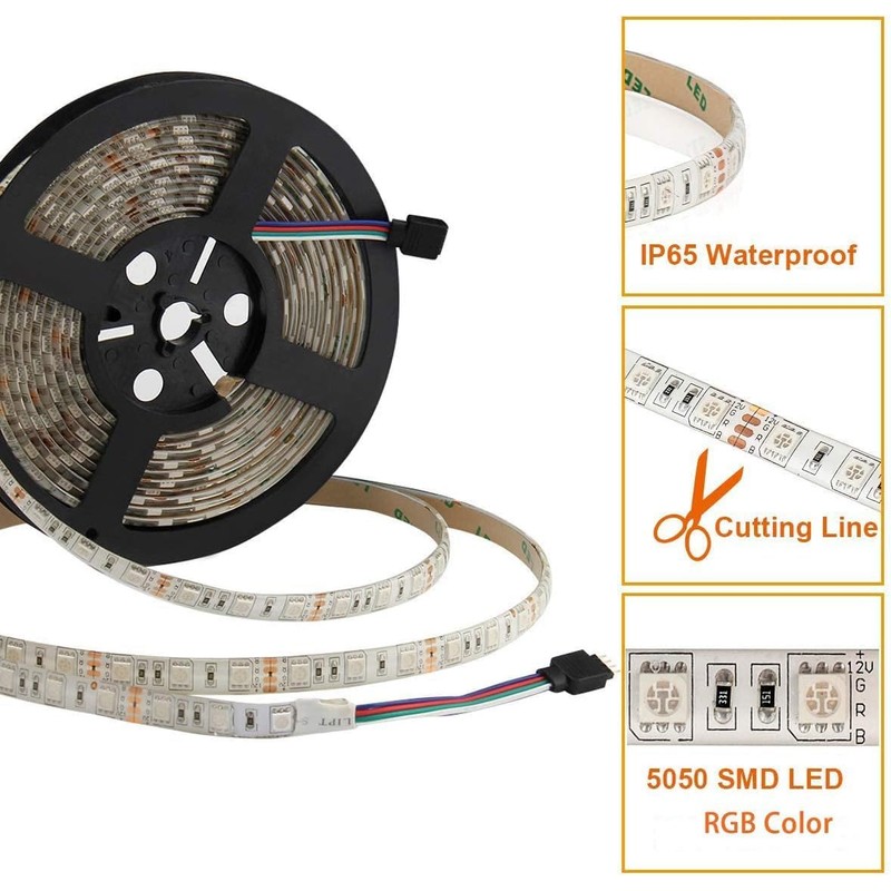 SUPERNIGHT LED Strip Lights, 16.4FT 5M SMD 5050 Waterproof 300LEDs
