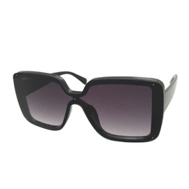 London Design Oversized Square Sunglasses, Black Frame, Gradient Purple Lenses, UV400 Protection Flat Front With Rivet Studs Feature