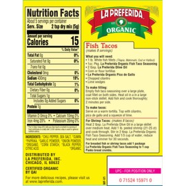 La Preferida Mexican Foods, Organic Fish Taco Seasoning, No MSG or Artificial Preservatives, 1 OZ (Pack of 12)