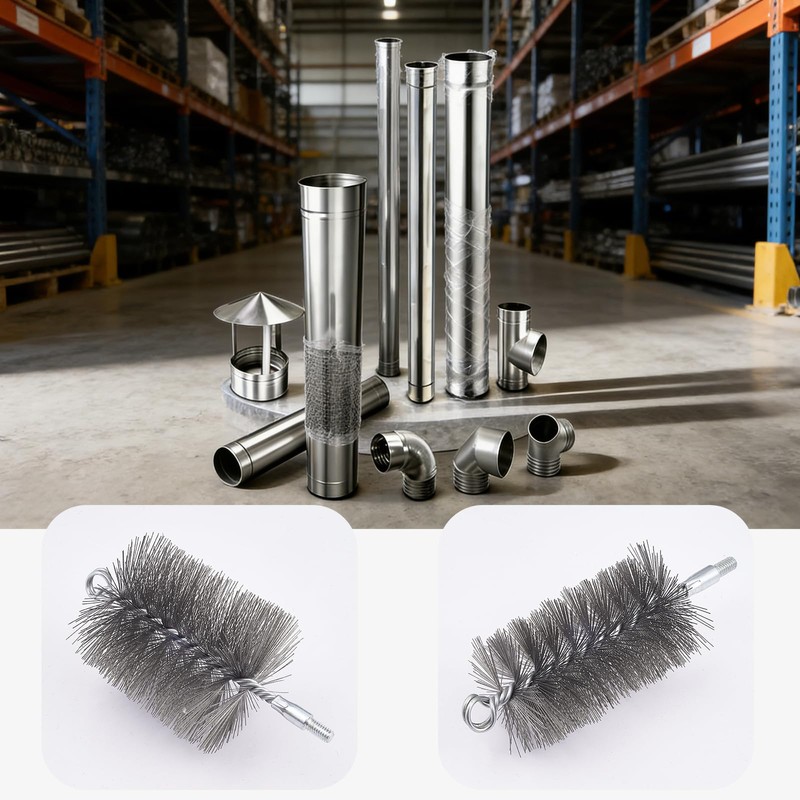 Pipe Cleaning Brush Set with Bristles, Drill Brush, Pipe Cleaning