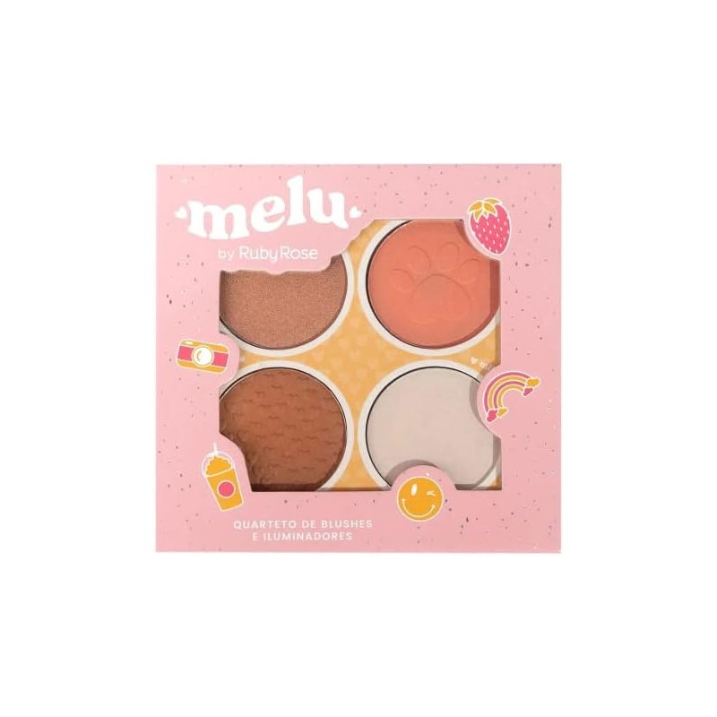 Paleta de rubores e iluminadores Cuarteto de Blushes Mely by