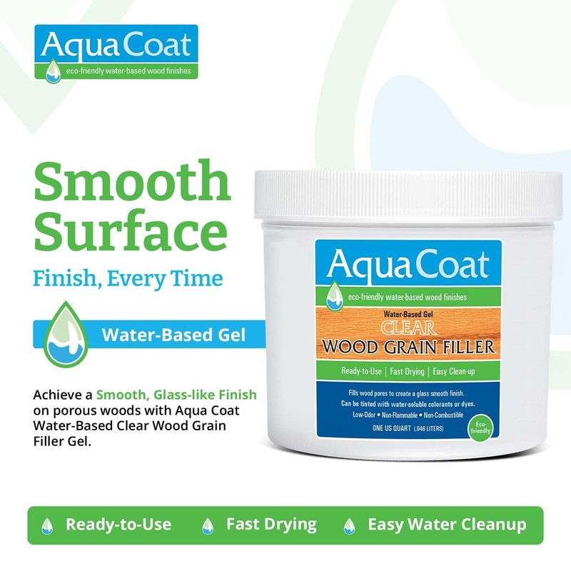 Aqua Coat Water-Based Clear Wood Grain Filler Gel, Fast-Drying, Low