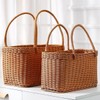 PP rattan picnic basket handle picnic bag brown, medium /