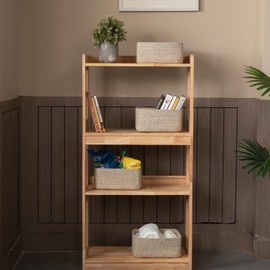 OIASKET OIASKET 4 Pack Small Storage Shelf Baskets for Organizing, Mini Woven Rope Storage Bins for Towels, Cute Decorative Closet OrganizerBaby Nursery, Gift Empty Baskets -11.81'Lx7.87'Wx4.72'H'-Brown