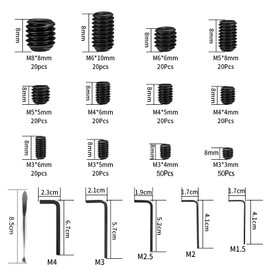 Set of 300 Grub Screws M3/M4/M5/M6/M8 Hexagon Socket Grub Screws Hex Head Allen Screw for Door Handle Door Handle with Allen Key (M1.5/M2/M2.5/M3/M4)