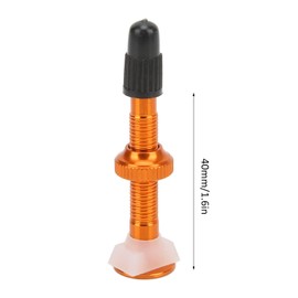 Bicycle Presta Valve Adapter, 40 mm Aluminium MTB Road Bike Tubeless Vacuum Extender Valve Adapter with Valve Stem Caps (Orange)