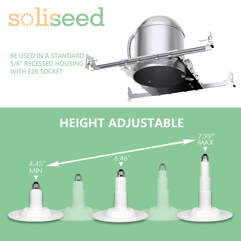 Soliseed 4 Pack 5/6 Inch LED Can Lights Length Adjustable