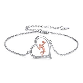 YFN Volleyball Gifts Bracelet for Women Sterling Silver Volleyball Bracelet Inspirational Jewelry Bracelet for Volleyball Players
