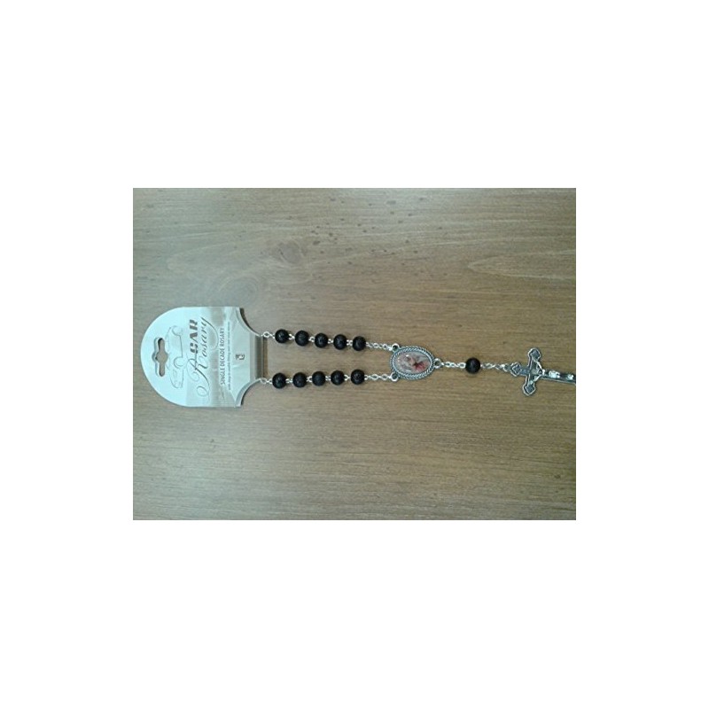 Loving Jesus CAR ROSARY BLACK WOOD WITH ST CHRISTOPHER JUNCTION