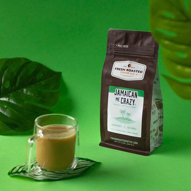 Fresh Roasted Coffee, Jamaican Me Crazy Flavored Coffee, 5 lb
