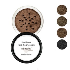 Men’s Beard, Mustache & Hair Root Touch Up Powder – Bald Spot Cover Powder – No Fragrance, Talc or Parabens – Hair Cover Hairline Powder by NuBeauti (Medium Brown, Without Brush)