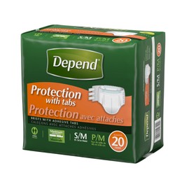 Depend Protection with Tabs, Maximum Briefs S/M, 20 Count 19-34 in Waist