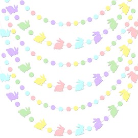 Easter Garland Bunny Hanging Garland Easter Bunny Banner Rabbit Garland Hanging Decoration for Indoor Outdoor Garden Happy Easter Day Home Decor