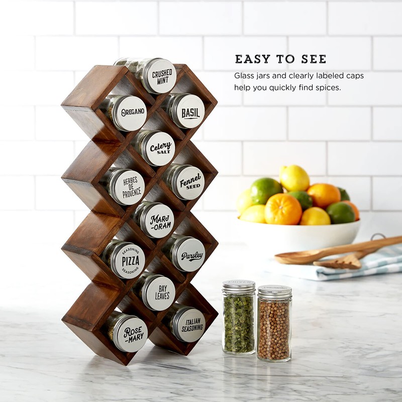 Kamenstein 10 Jar Criss-Cross 2-in-1 Spice Organizer for Countertop or