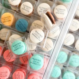 JOHOPACK 50pcs Clear Macaron Boxes, Chocolate Covered Ore Cookie Boxes 2.17" x 2.17" x 1.38" Clear Favor Boxes Treat Boxes Pastry Boxes for Christmas Birthday Wedding